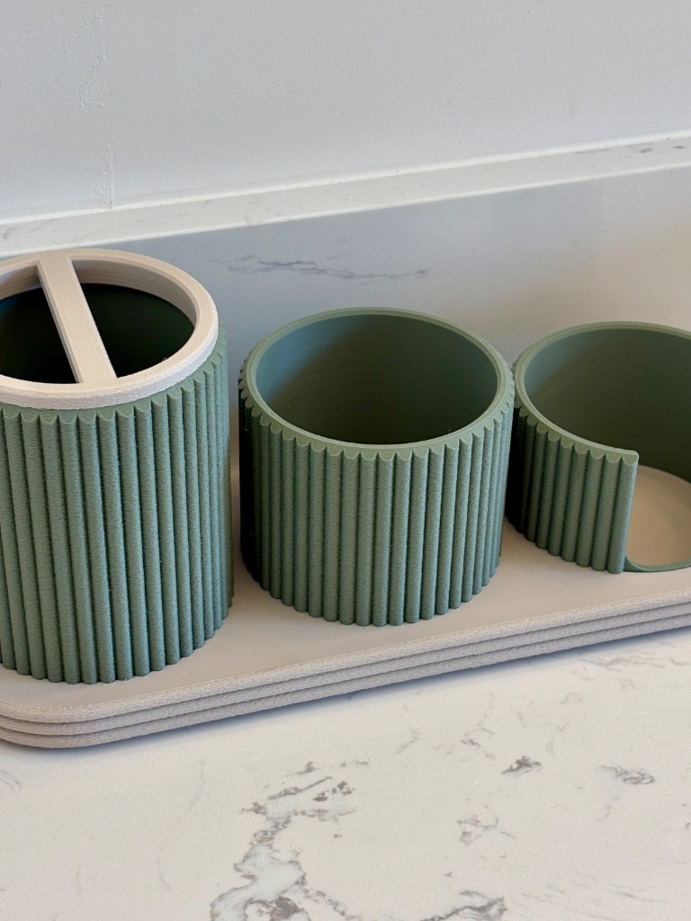 Vanity Organizer Set, Ribbed 3-Piece Countertop Storage - Picture 6 of 7